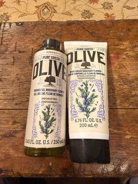 KORRES Pure Greek Olive Rosemary Flower Shower Gel & Body Cream - Cream & Green